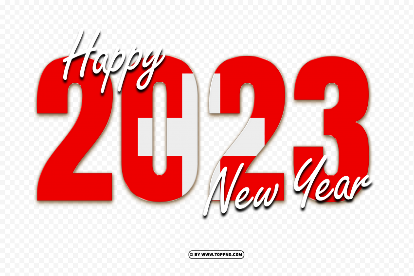 Flag Of Switzerland With Happy New Year 2023 PNG Transparent Background