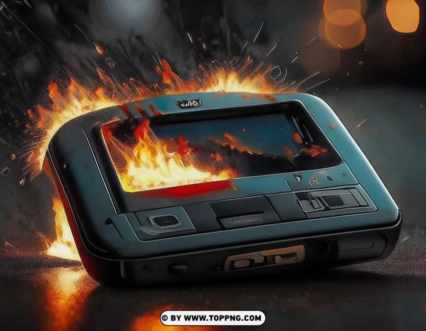 Flames Engulf The Pager After A Sudden Explosion PNG Transparent Background