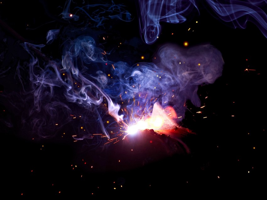 flash, sparks, smoke, dark, welding