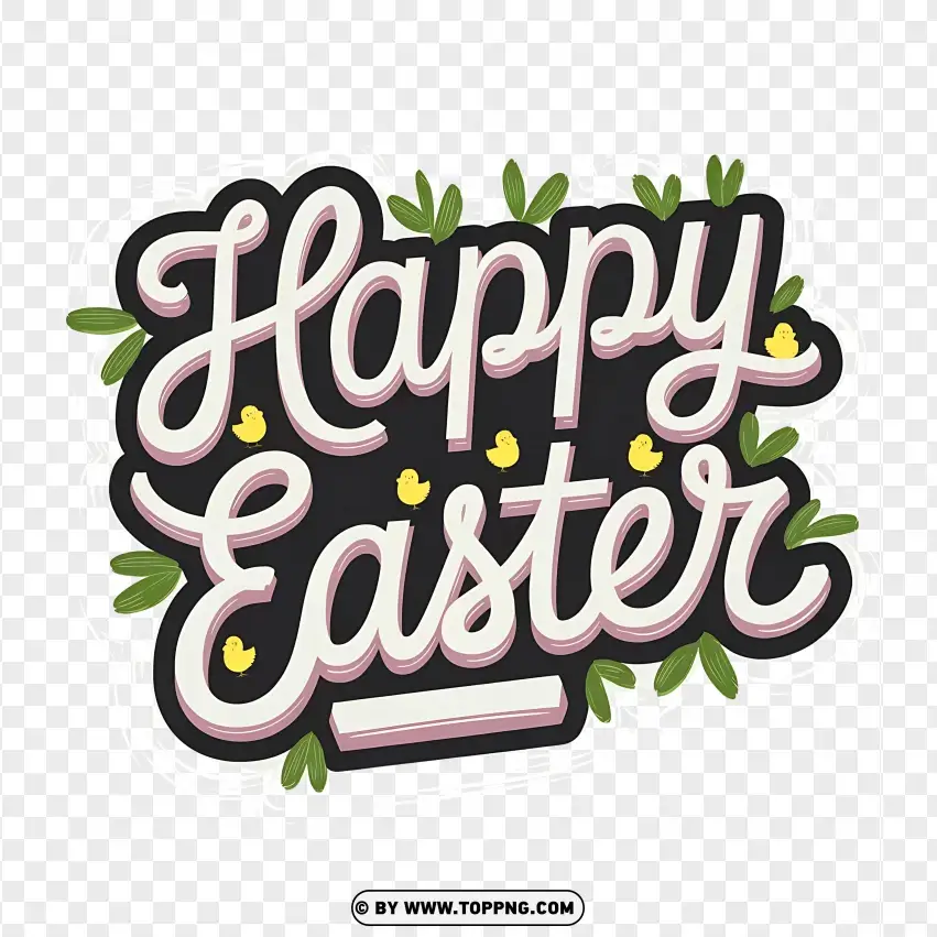 Cursive Happy Easter Calligraphy PNG Transparent Background