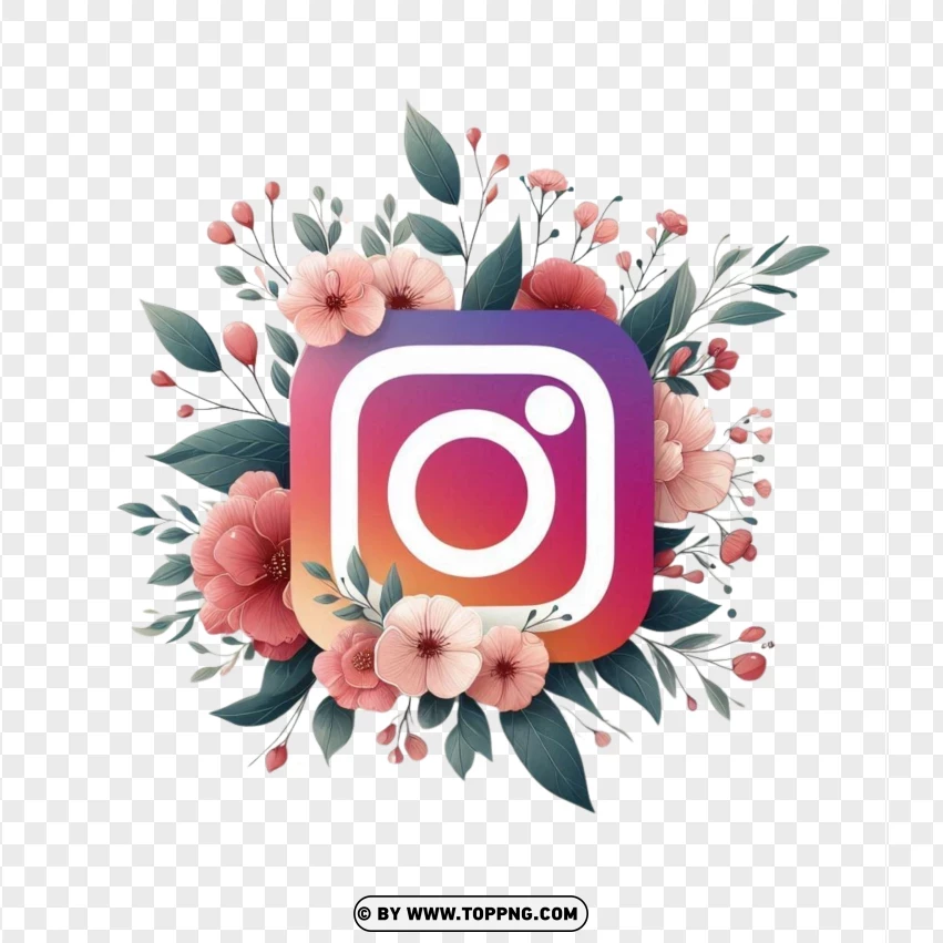 Instagram Logo,  Instagram icon,  Instagram Symbol,floral,flower,Icon, Vector