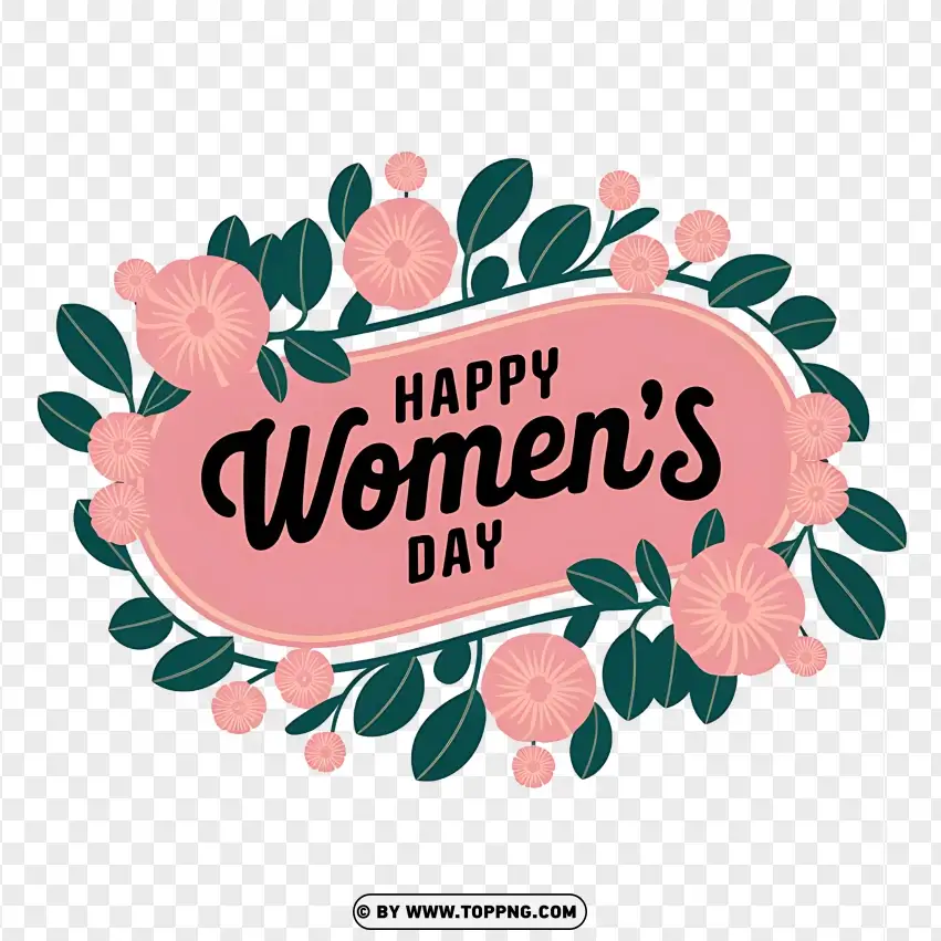 Happy Womens Day With Floral Design PNG Transparent Background