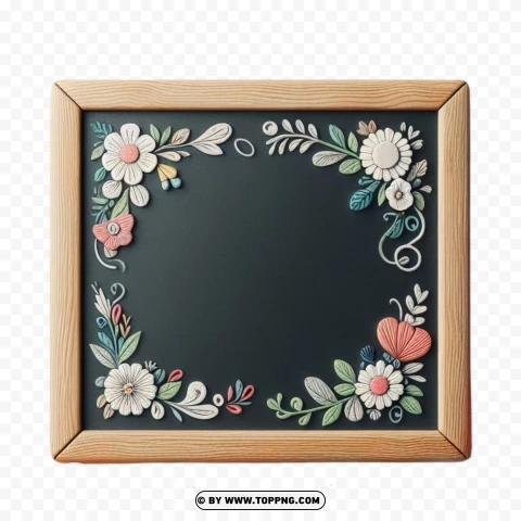 Floral Wooden Chalkboard PNG Transparent Background