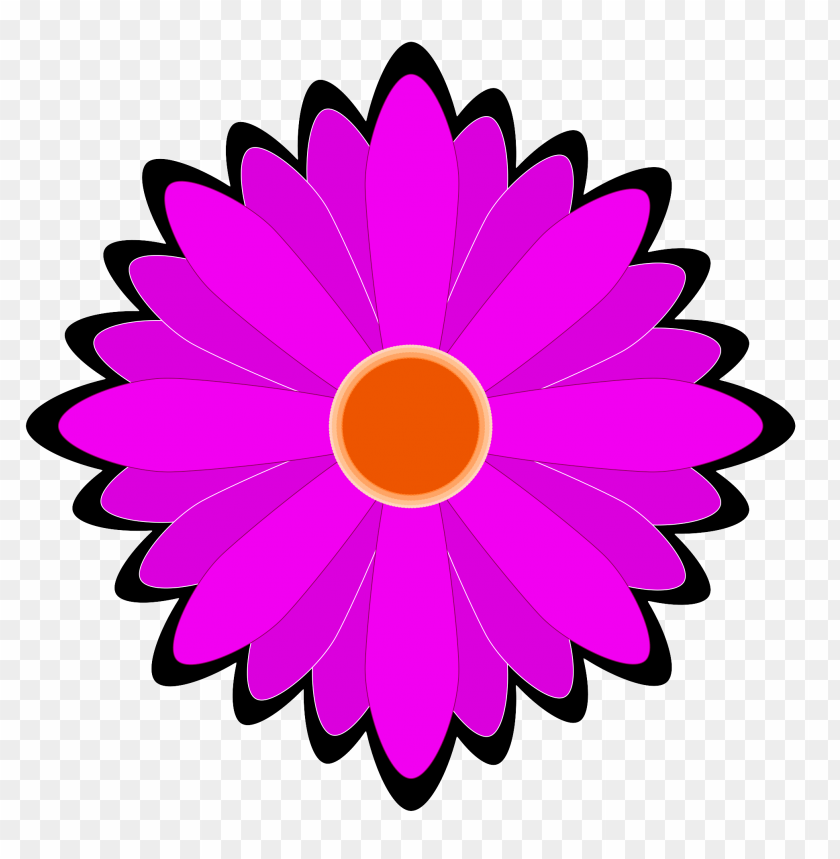 Pink flower PNG, illustrated, bold colors