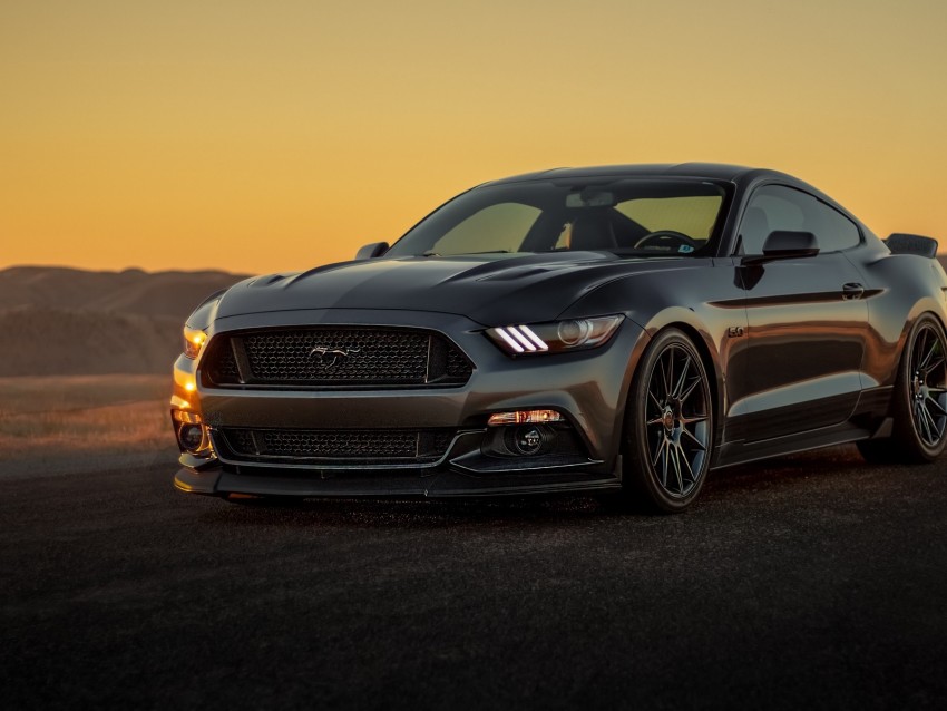 Ford Mustang Ford Bumper Gray Sunset Background