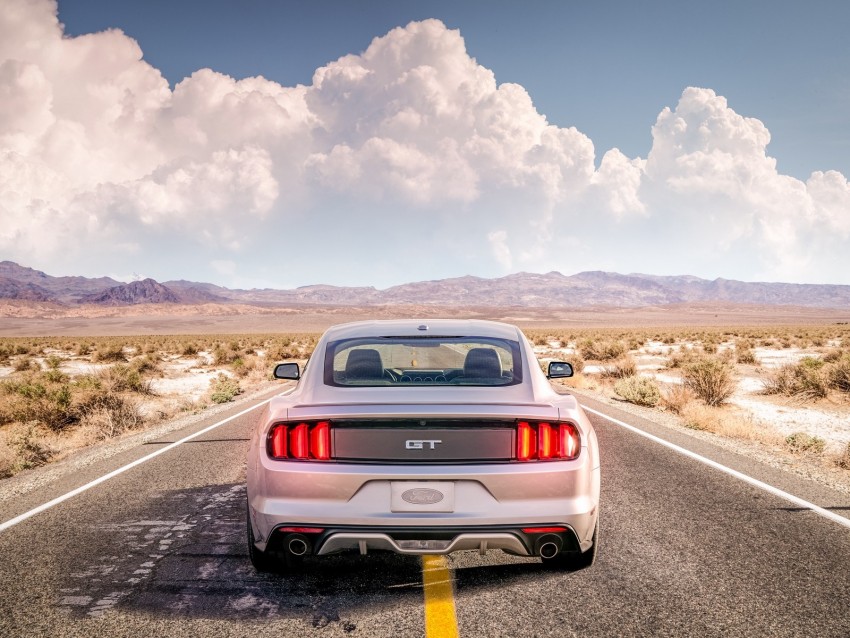 Ford Mustang Mustang Gt Mustang Clouds Road Background