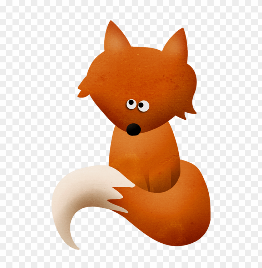 Cartoon fox character with a white tail and a playful expressio PNG