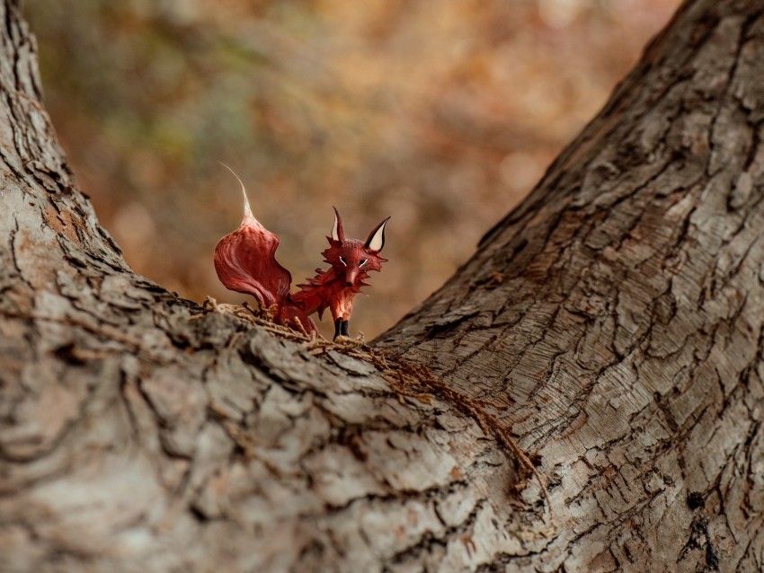 fox, toy, crafts, tree