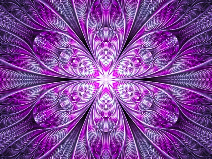 fractal, flower, abstraction, bright, purple, digital