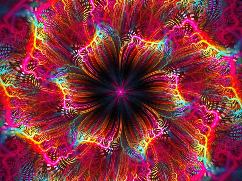 Fractal Flower Colorful Bright Abstraction Background