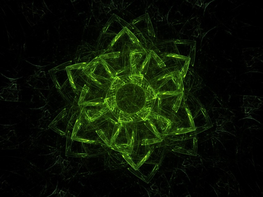 Fractal Green Glow Symbol Abstraction Background