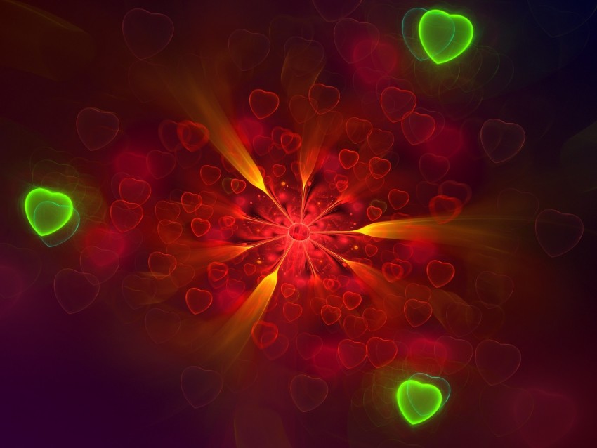 Fractal Hearts Bright Pattern Abstraction Background