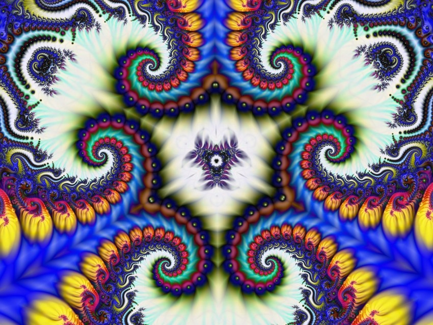 Fractal Kaleidoscope Colorful Twisted Abstraction Background