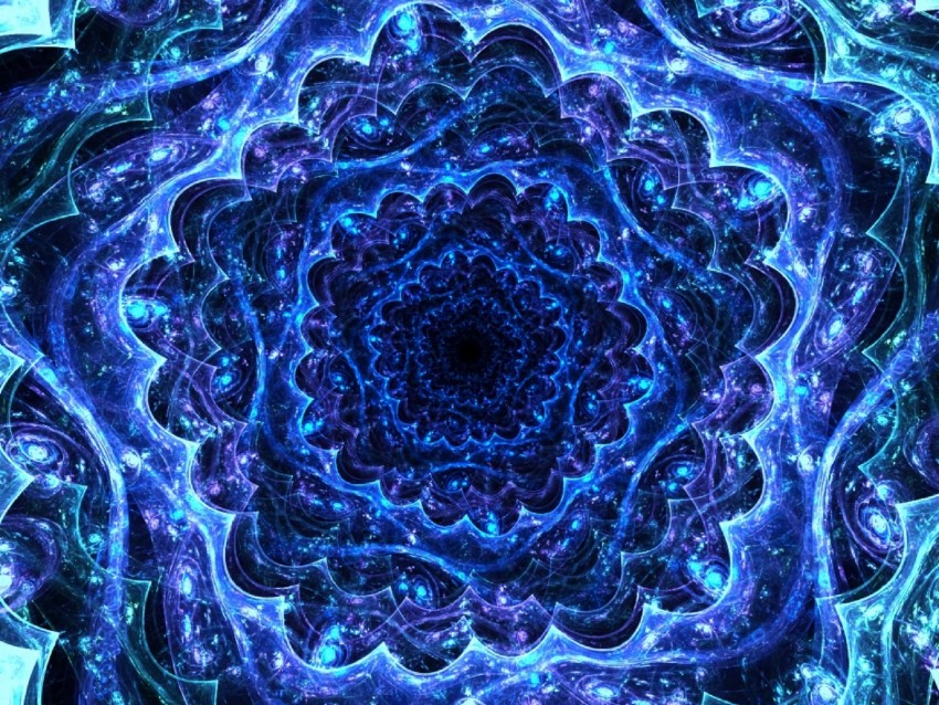 Fractal Kaleidoscope Depth Blue Bright Background