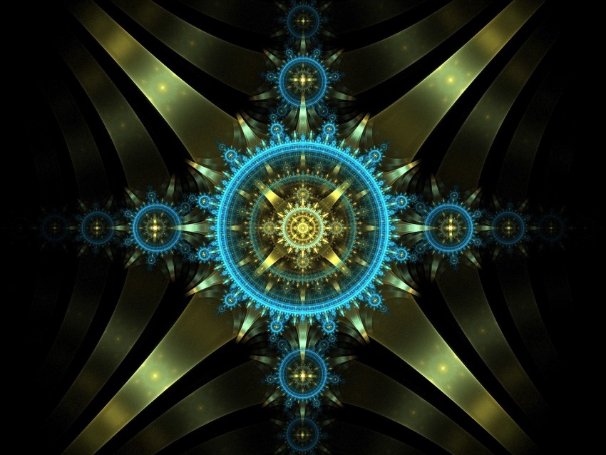 Fractal Mechanism Circles Glow Abstraction Background