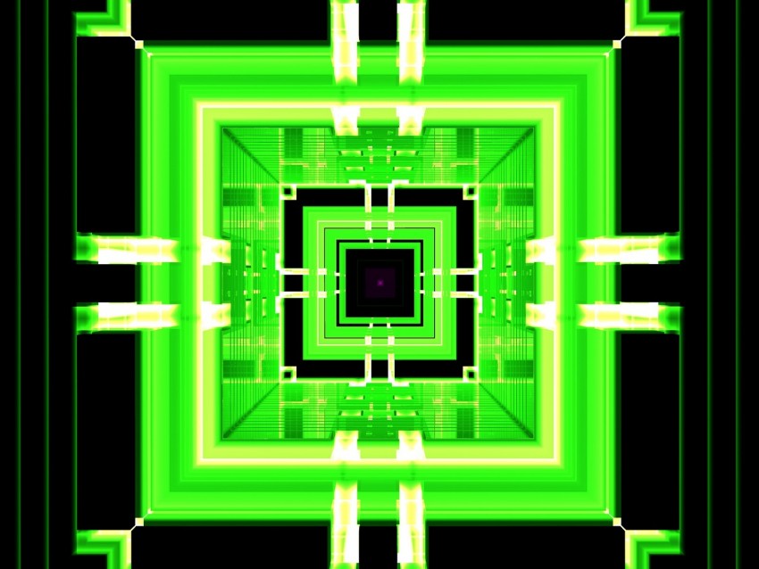 fractal, pattern, geometric, squares, lines, green