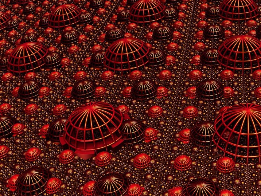 Fractal Relief Volume 3d Red Background