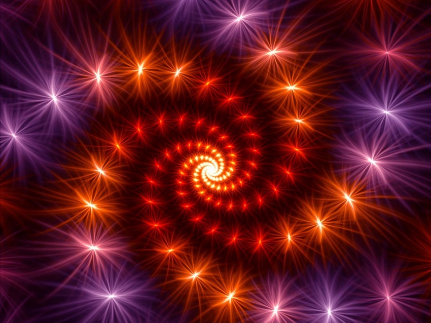 fractal, spiral, rotation, shine, abstraction