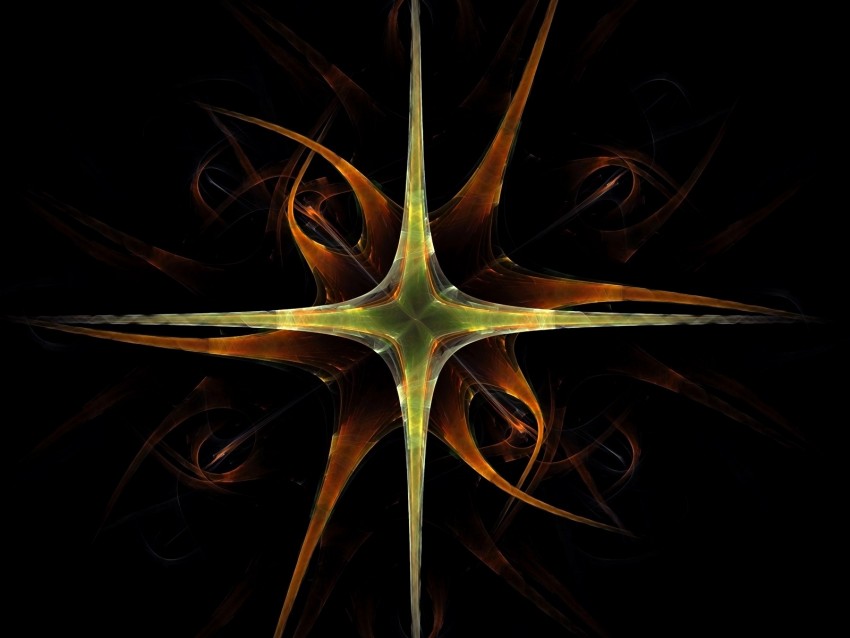 fractal, star, dark, abstraction