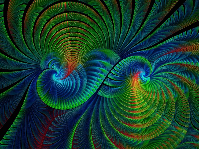 Fractal Swirling Curvy Colorful Abstraction Background