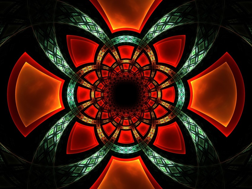 Fractal Symmetry Glow Pattern Abstraction Background