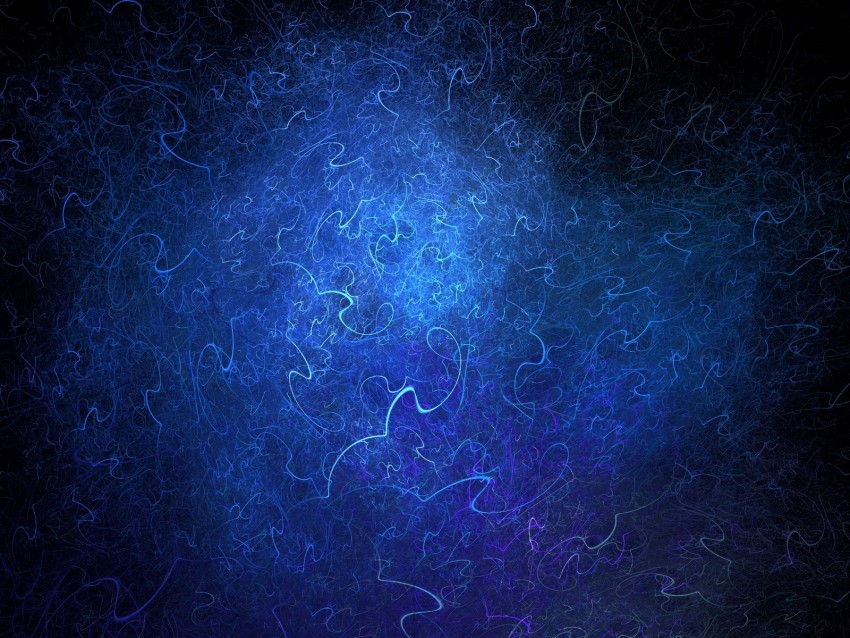 fractal, threads, tangled, blue, abstraction