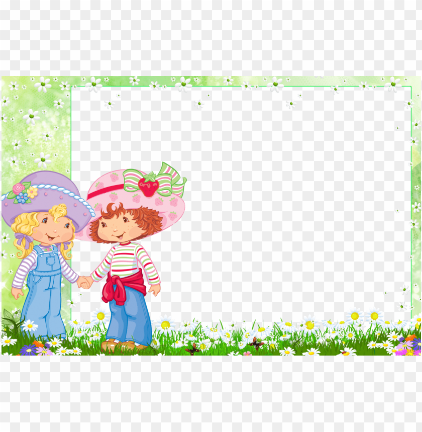 Frame With Strawberry Shortcake And Friend PNG Transparent Background