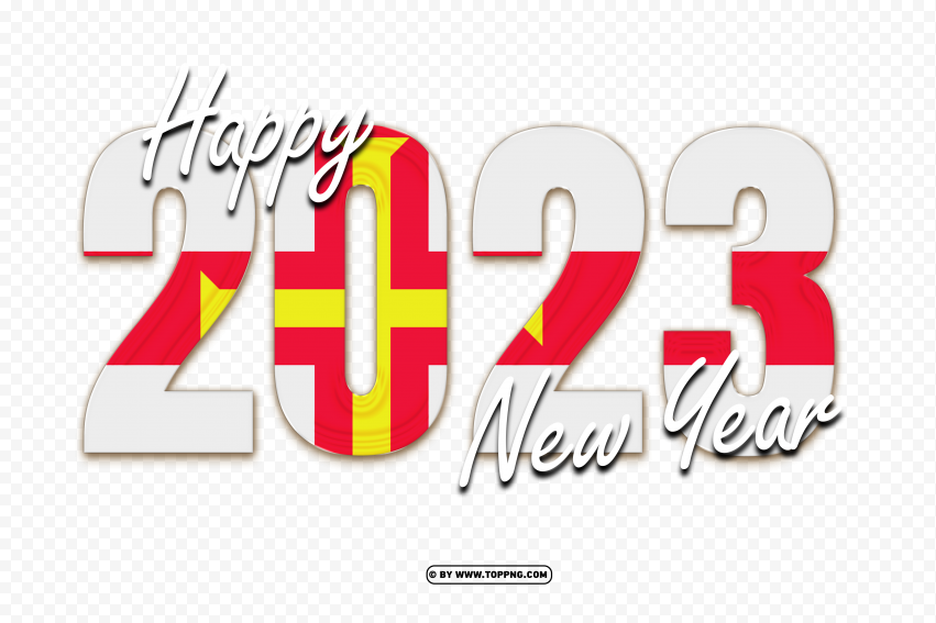 Free 2023 Happy New Year With Flag Of Guernsey PNG Transparent Background