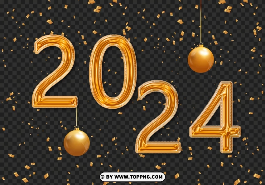 Free 2024 Happy New Year PNG Transparent Background