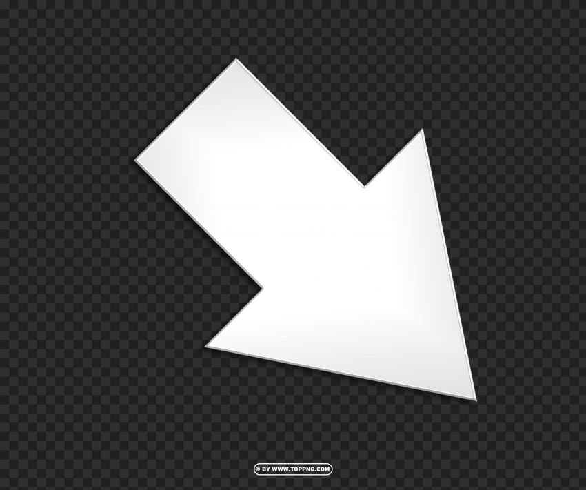 Free 3d Silver Arrow Down Right Design PNG Transparent Background