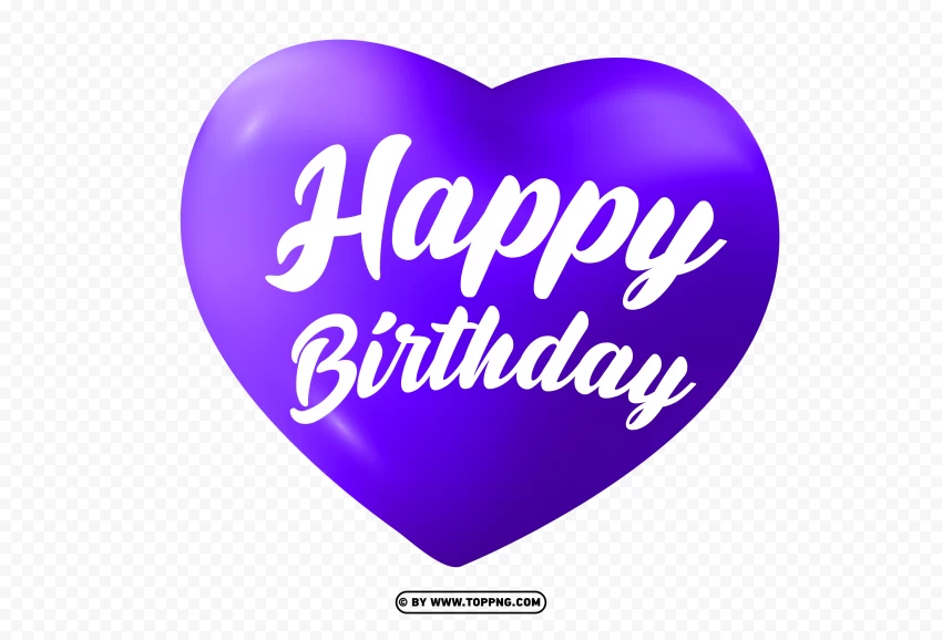 Free Happy Birthday Blue Heart PNG Transparent Background