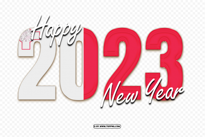 Free Hd 2023 Happy New Year With Malta Flag PNG Transparent Background