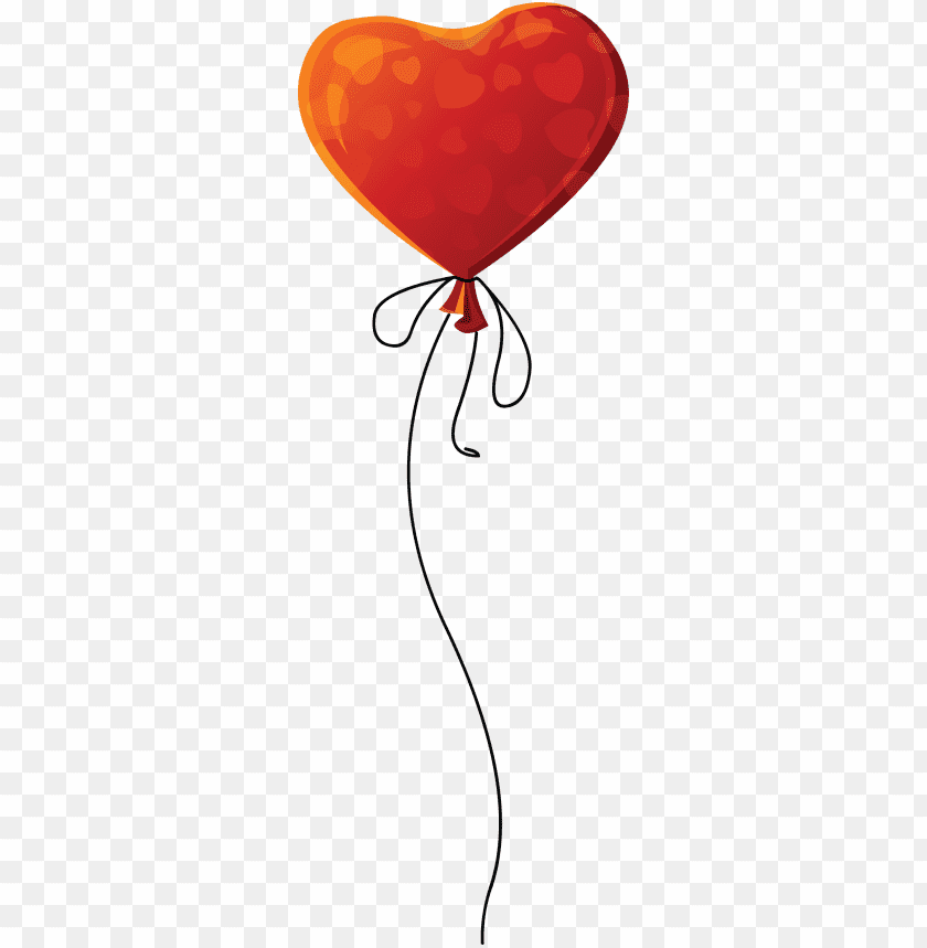 Red heart-shaped balloon with a black stri PNG