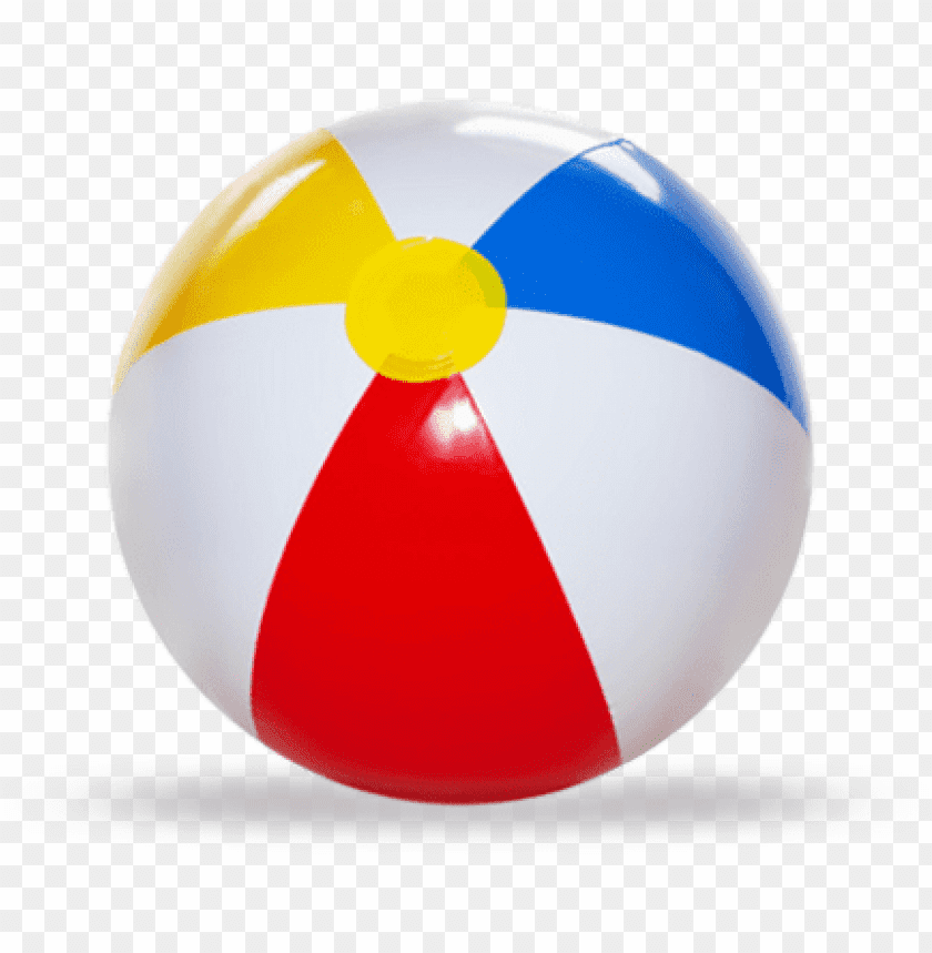 Colorful beach ball with red, yellow, blue, and white sections PNG