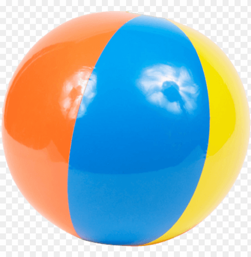 Colorful beach ball with orange, blue, and yellow sections PNG