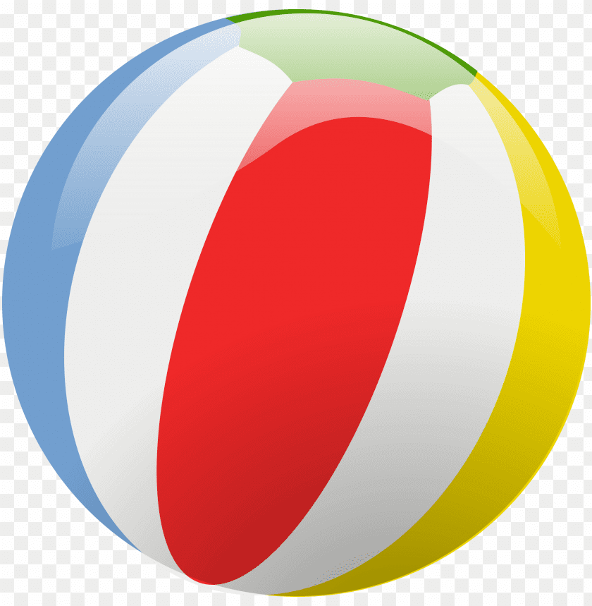 Colorful beach ball with red, yellow, blue, and white segments PNG