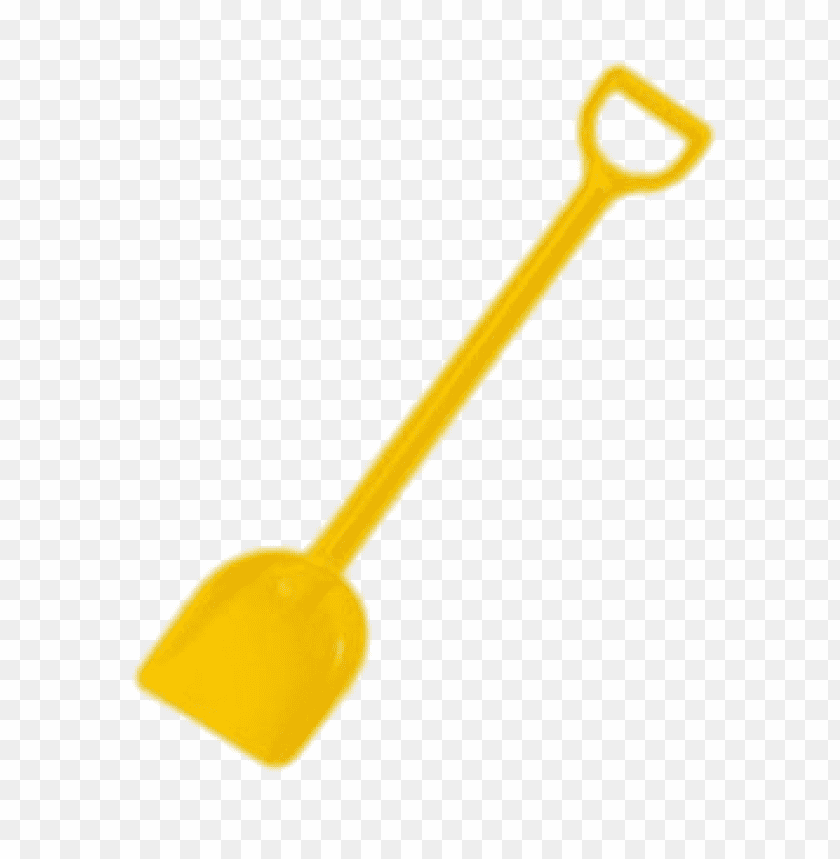 A yellow shovel with a long handle, ideal for digging and outdoor activities PNG