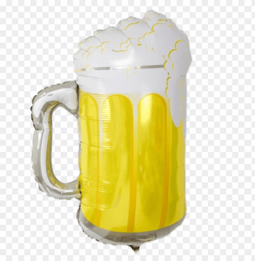 Inflatable beer mug with foam topping for festive celebrations PNG