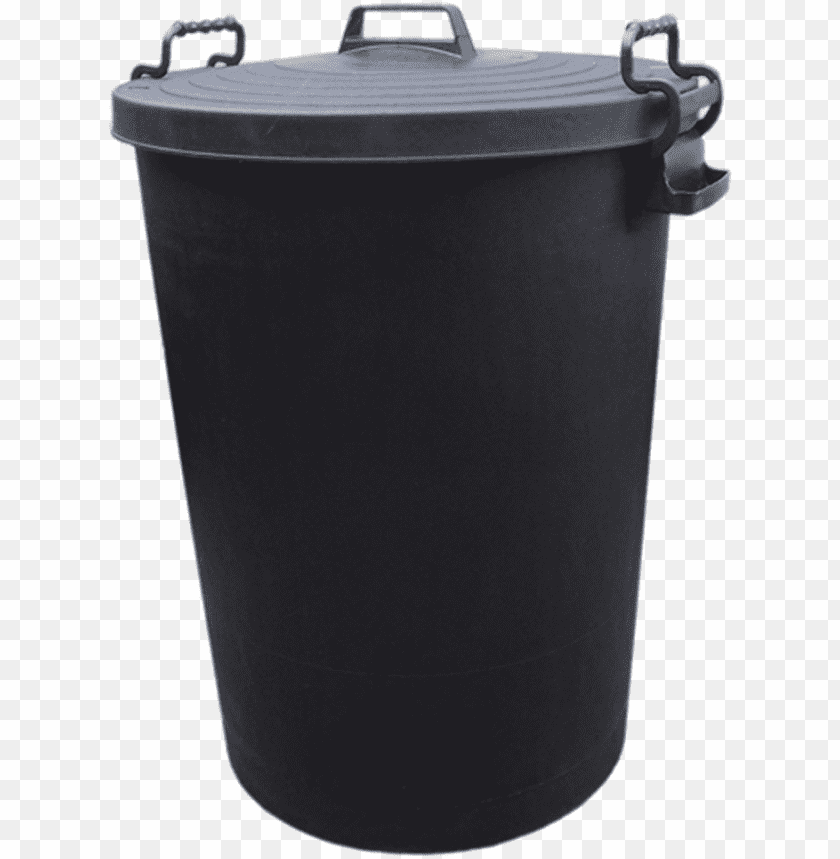 Black trash can with a lid and handles for easy lifti PNG