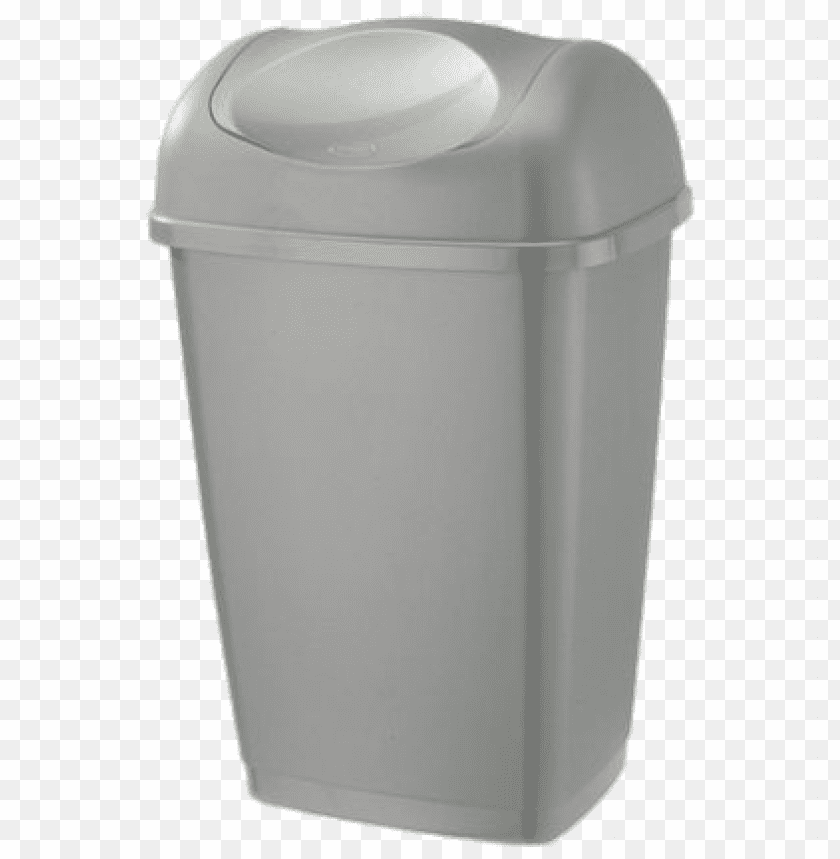 Gray trash can with a lid for waste disposal PNG