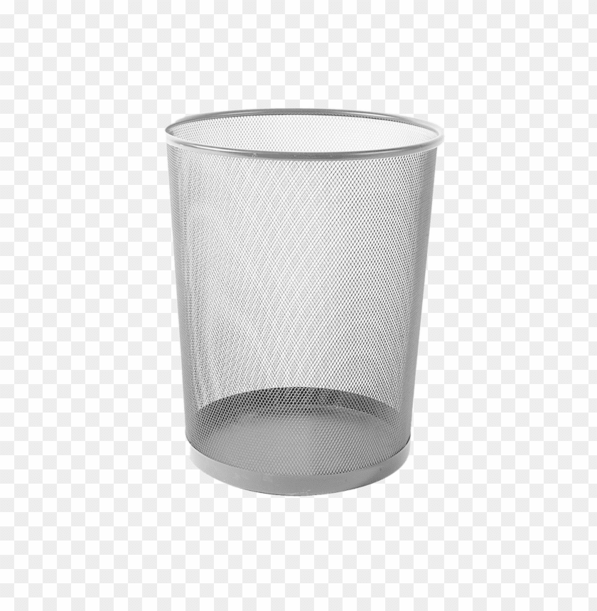 Silver mesh wastebasket with a round design, perfect for office use PNG