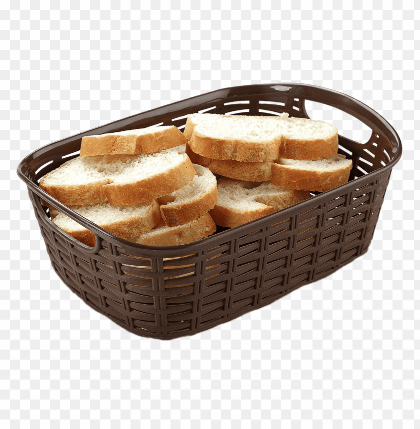 Basket filled with slices of fresh bread PNG