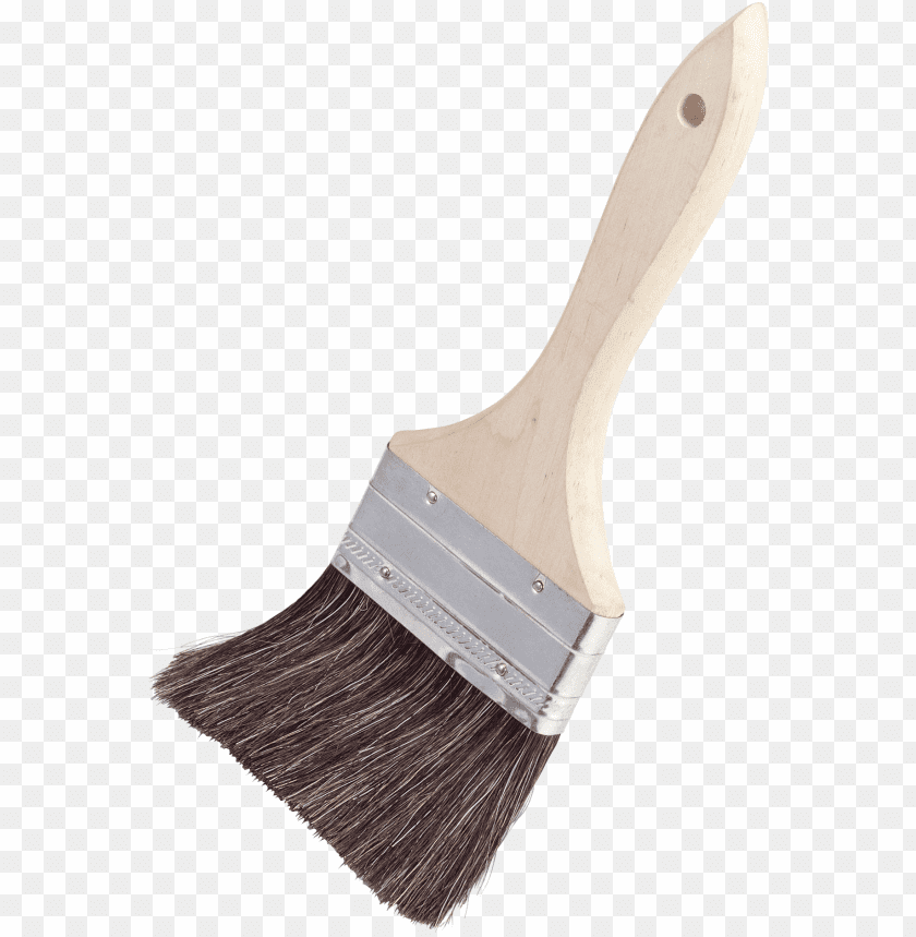 Paint brush with wooden handle and bristles for painting and decorati PNG