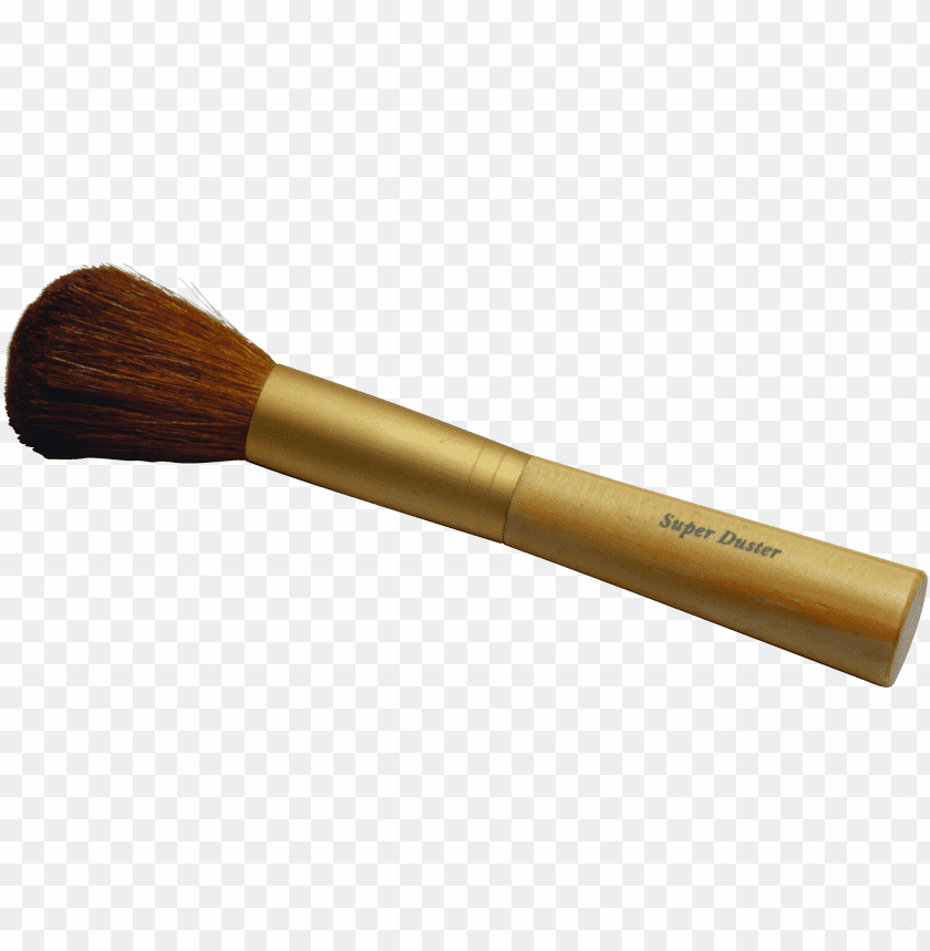 A makeup brush with a gold handle and soft, brown bristles PNG