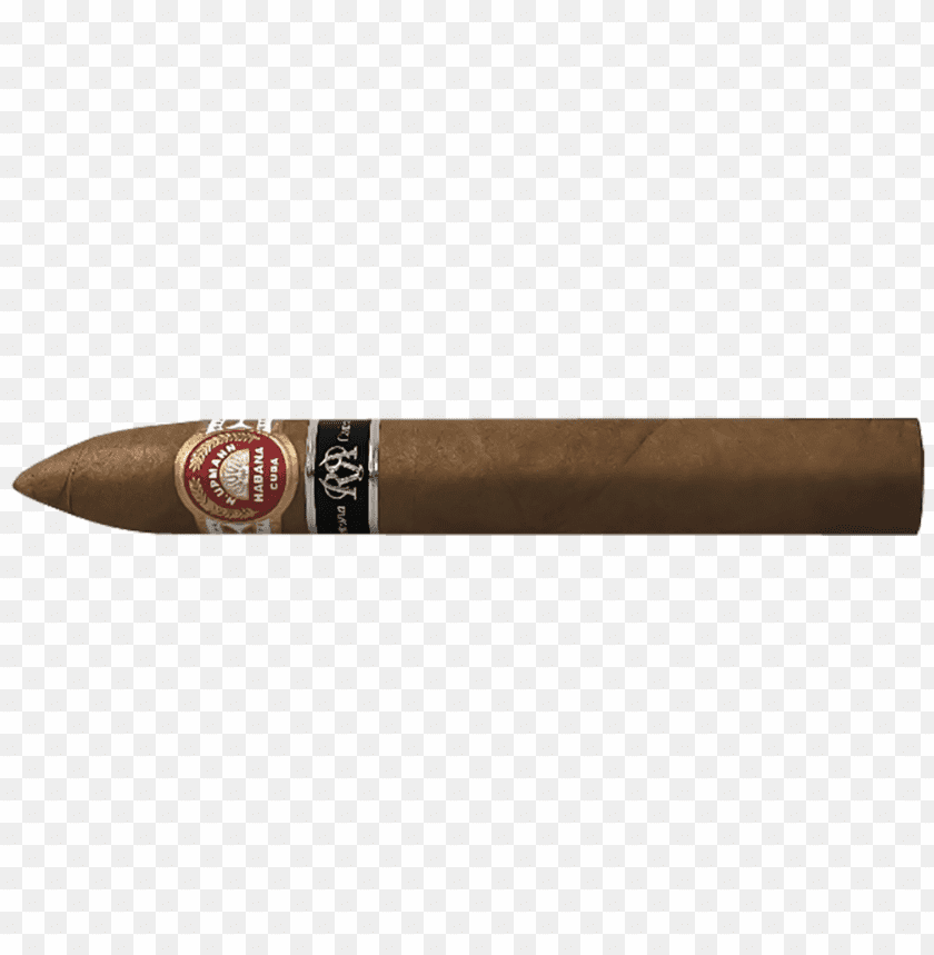 A premium cigar with a pointed tip and elegant labeli PNG