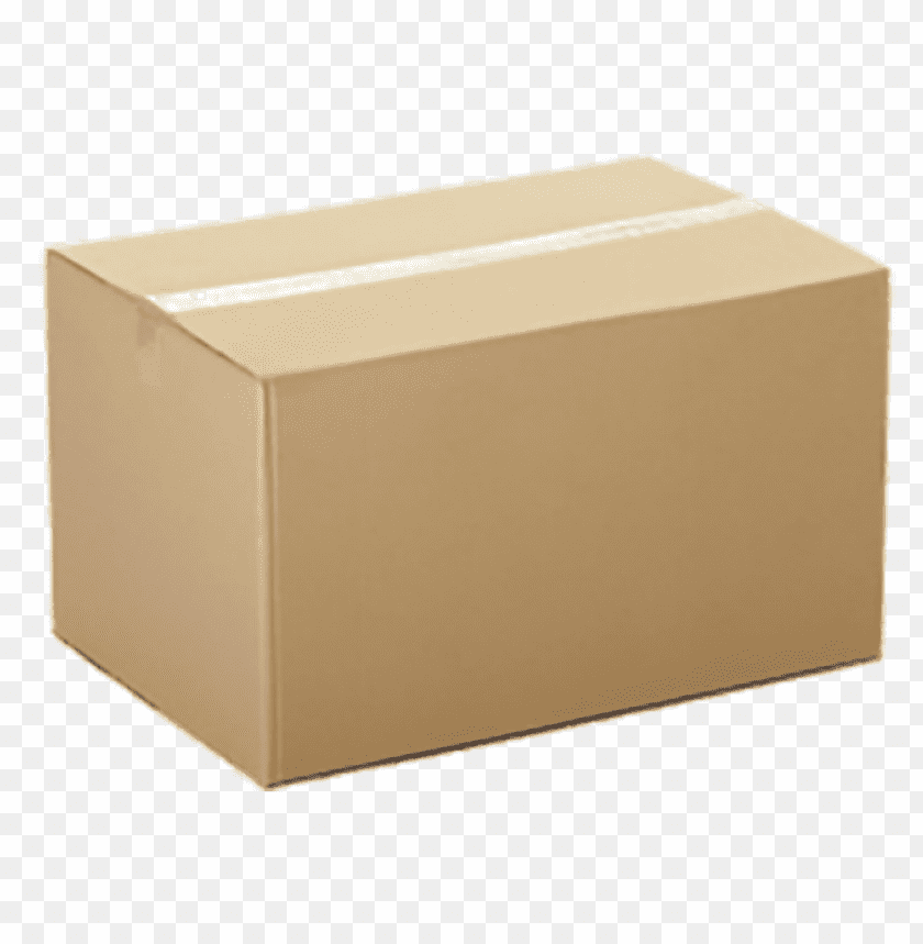 A closed cardboard box with tape on top for packing and shippi PNG