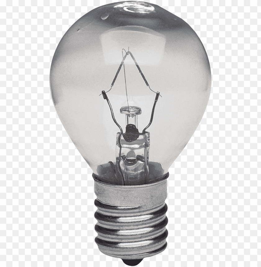 A clear light bulb with visible filament and metallic base PNG