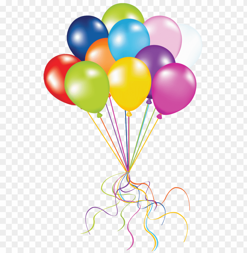 Colorful balloons tied together with ribbons, perfect for celebrations PNG