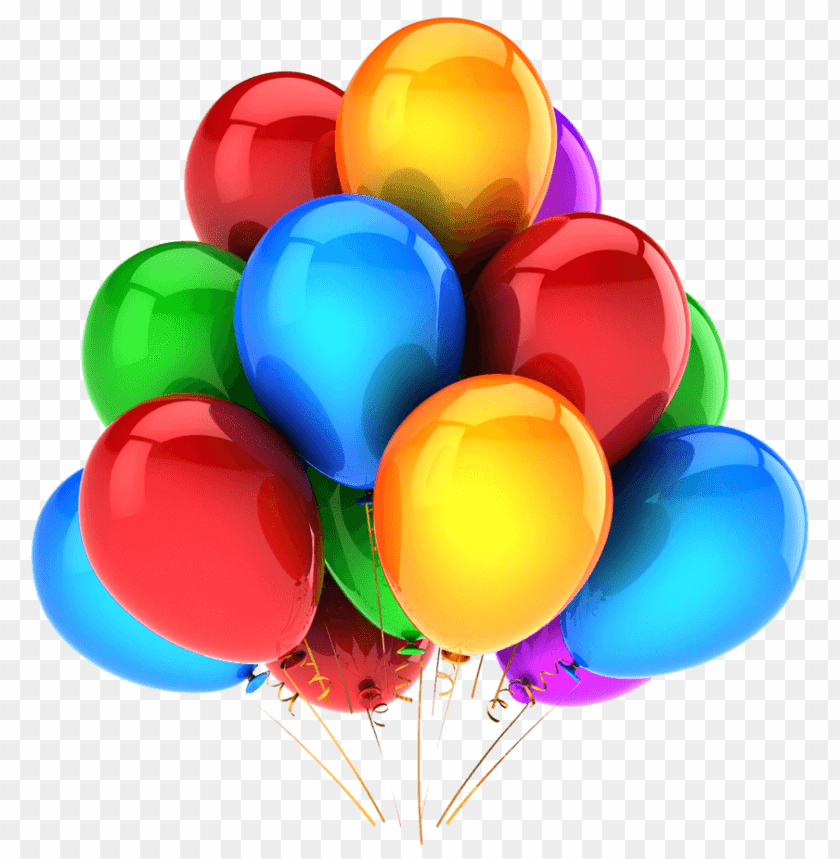 Colorful balloons in various shades, ideal for celebrations and parties PNG