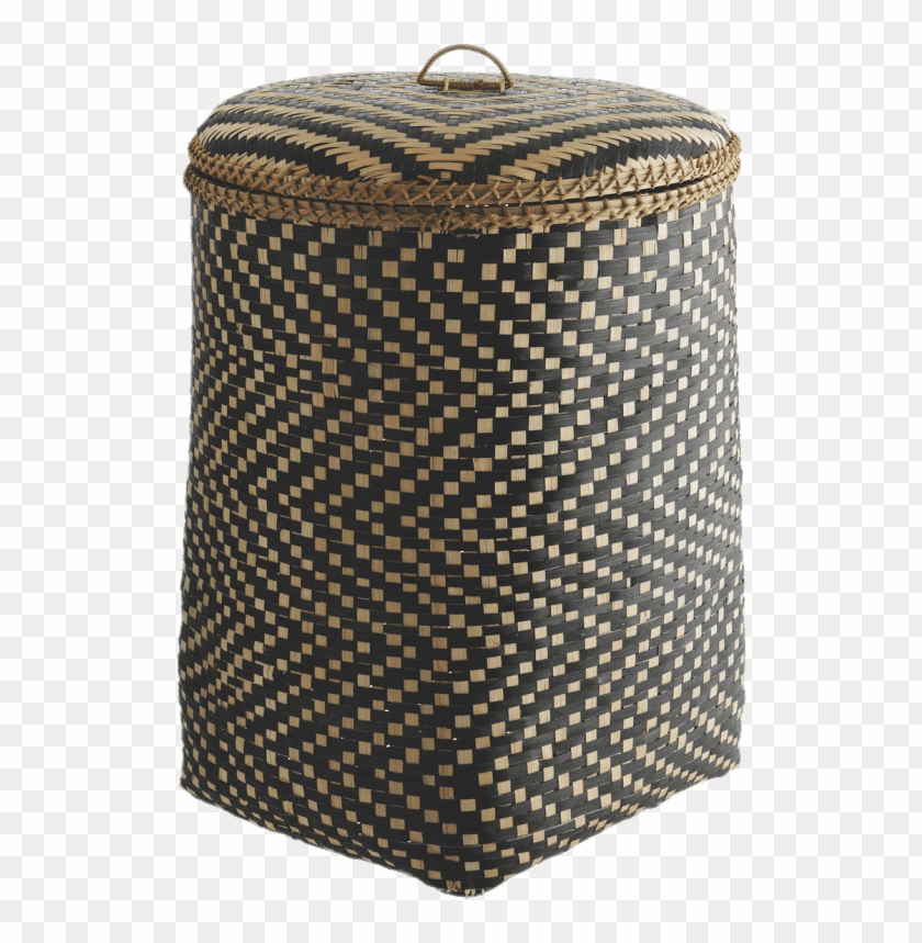 Decorative woven storage basket with a geometric patter PNG